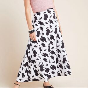 Anthropologie Windsor Cascade Maxi Skirt Black & White Floral Size 0 Petite NWT